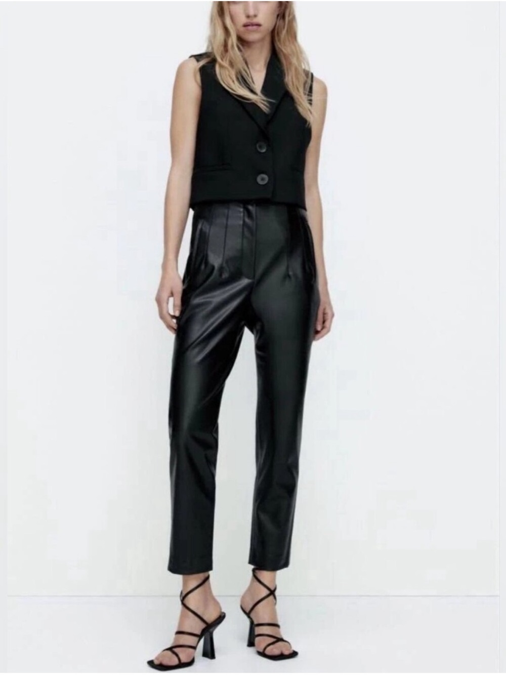 Zara High-Waist Black Faux Leather Mini Skirt